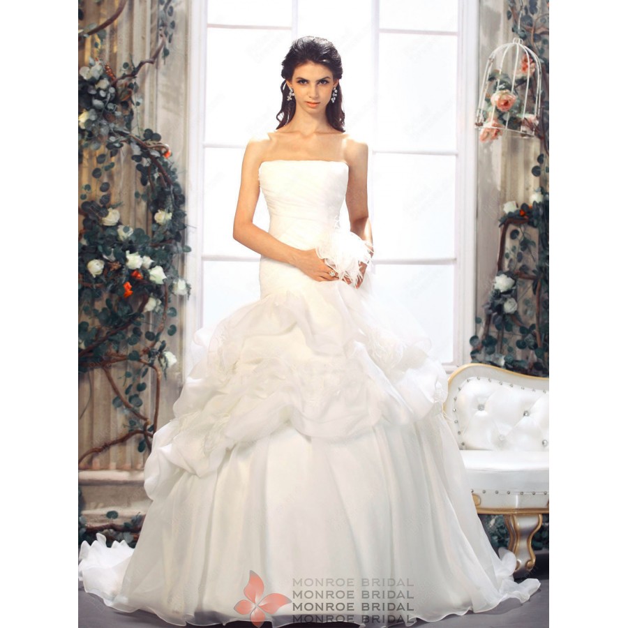 Strapless Wedding Gown with Ruffles